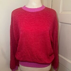 Red & Pink Contrast Sweater Top